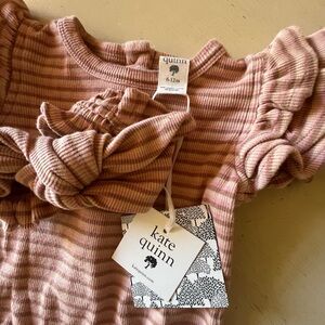Kate Quinn Blush Striped Baby Outfit